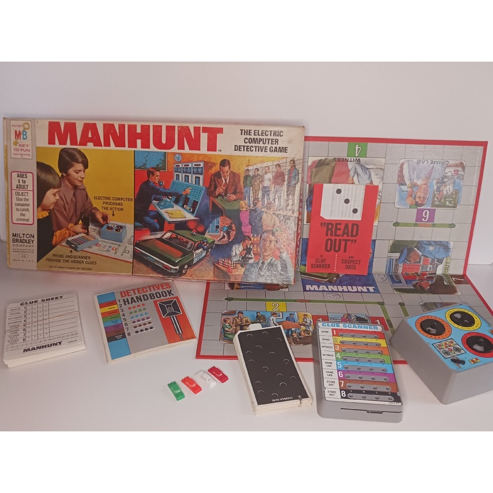 🔍 1972 Manhunt The Electronic Computer Detective Board Game Milton Bradley MB